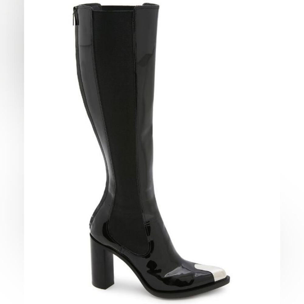 Alexander McQueen Punk 90 metal toecap patent leather black boots size 39